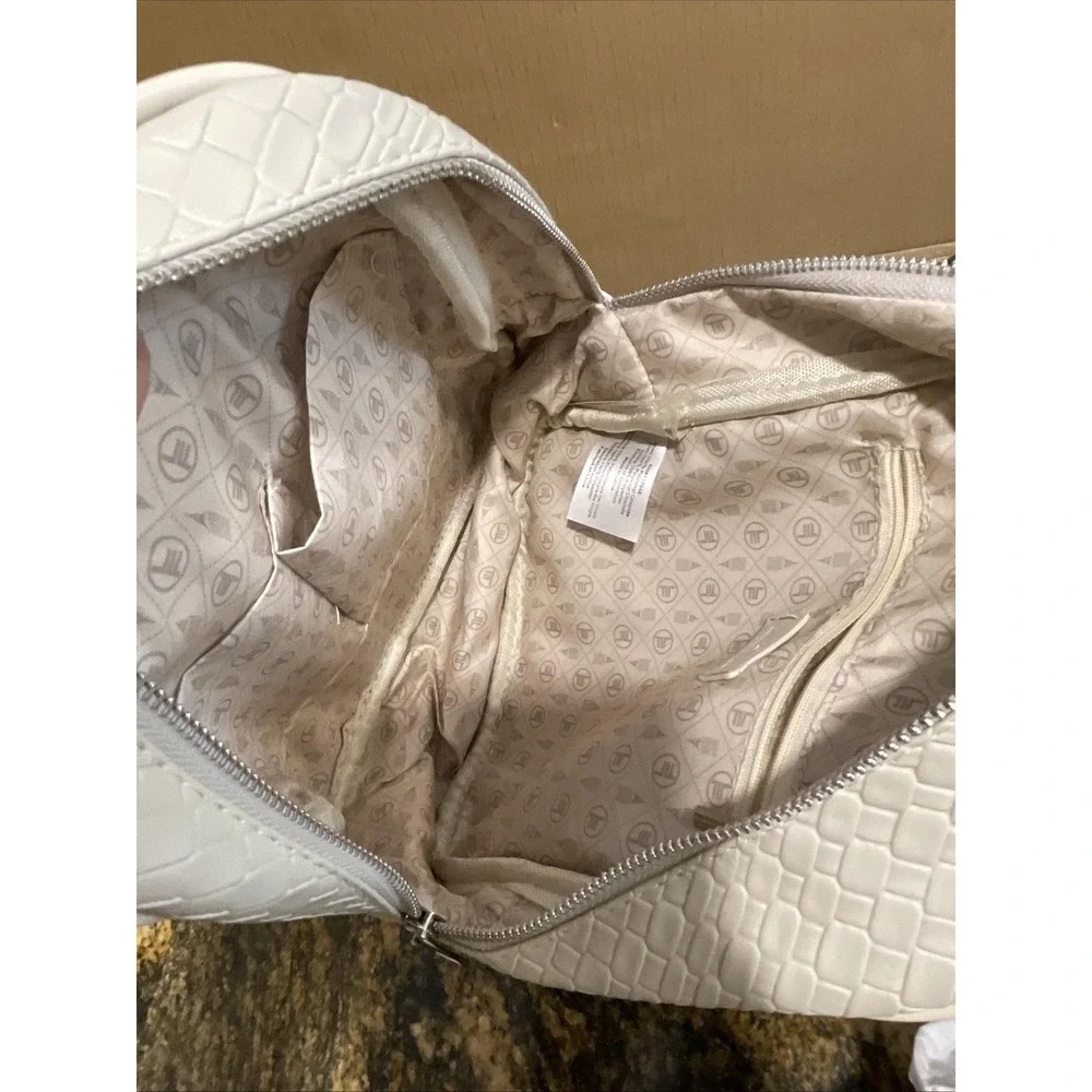 London Fog‎ Backpack Womens Medium Stone Bowery Woven Faux Leather Logo NWT